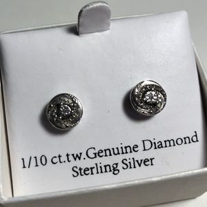SOLD Silver Diamond Stud Earrings